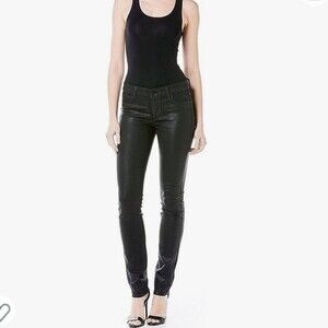 Level 99 Womens Size 27 Coated Black Skinny Jeans Leather Look Bikercore Baddie‎
